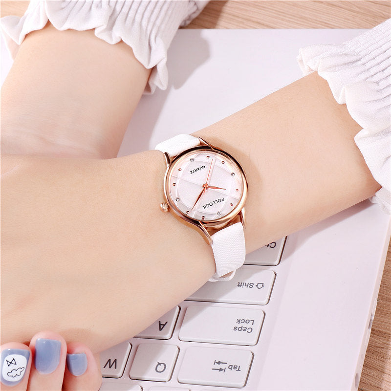 Pollock Fashion Ladies Watch Trend Rhinestone Simple Belt Small Women&#039;s Watch Fashion Business Quartz Women&#039;s Watch