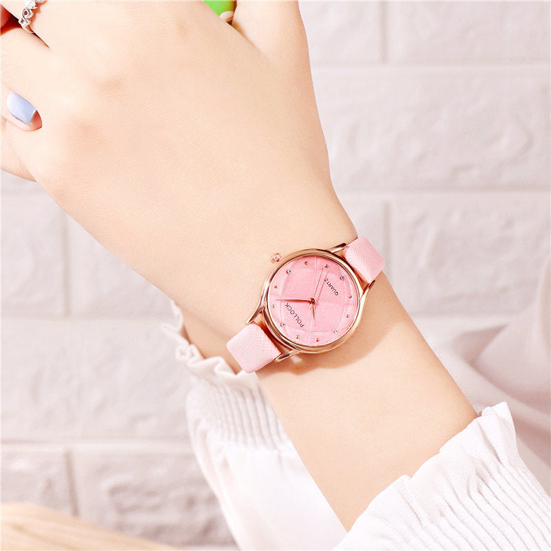 Pollock Fashion Ladies Watch Trend Rhinestone Simple Belt Small Women&#039;s Watch Fashion Business Quartz Women&#039;s Watch