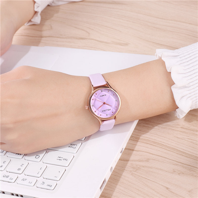 Pollock Fashion Ladies Watch Trend Rhinestone Simple Belt Small Women&#039;s Watch Fashion Business Quartz Women&#039;s Watch
