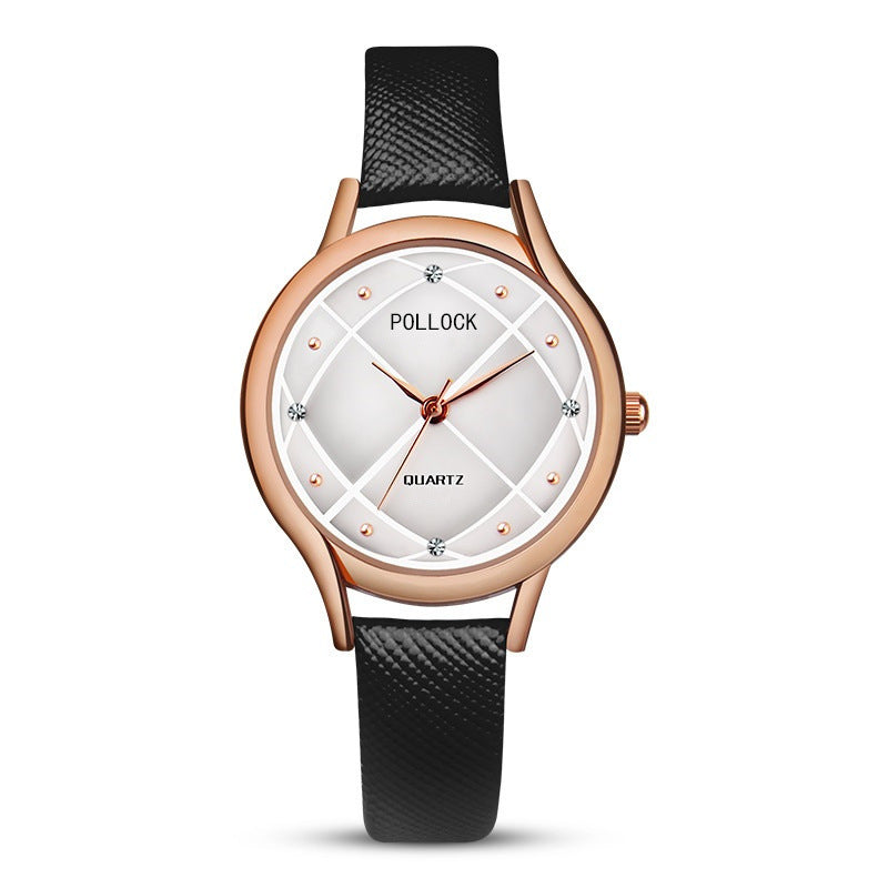 Pollock Fashion Ladies Watch Trend Rhinestone Simple Belt Small Women&#039;s Watch Fashion Business Quartz Women&#039;s Watch