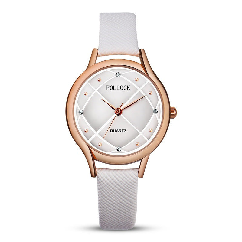 Pollock Fashion Ladies Watch Trend Rhinestone Simple Belt Small Women&#039;s Watch Fashion Business Quartz Women&#039;s Watch