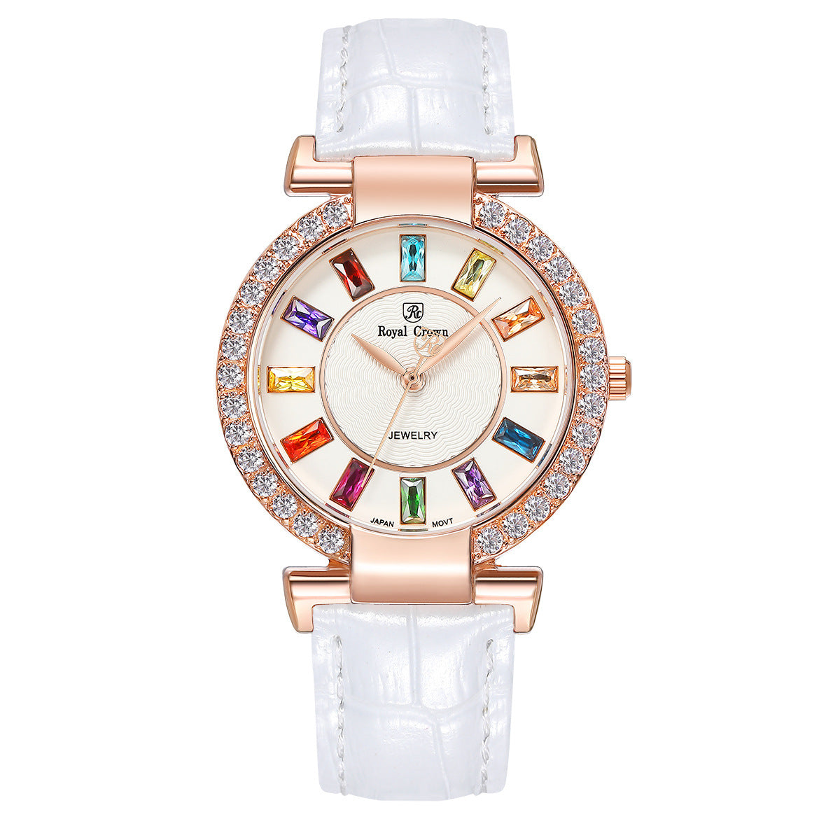 Royal Crown Royakron Watch Casual Belt Color Inlaid Zircon Fashion Women&amp;#039;s Watch
