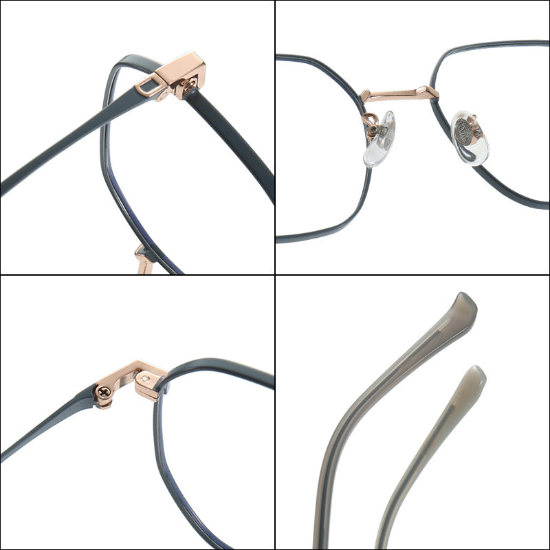 New Women&#039;s Fashion Trend Flat Mirror Metal Kick-off Glasses Frame Men&#039;s High-end Sense Factory Wholesale Myopia Glasses Frame