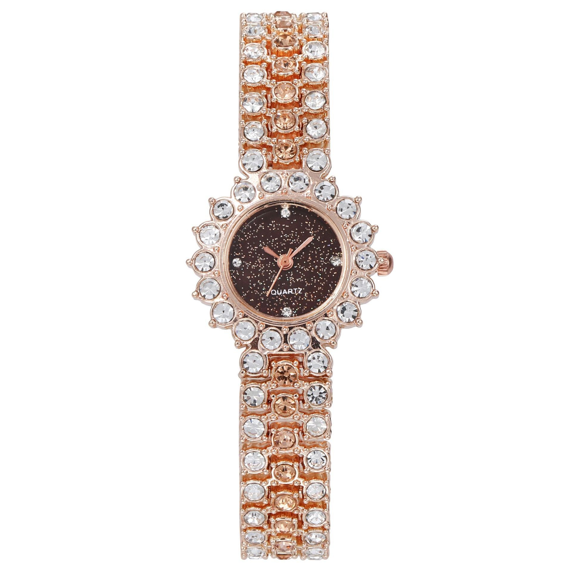Fashion Full Diamond Women&#039;s Watch Bracelet Watch Star Surface Simple Temperament Round Water Diamond British Watch