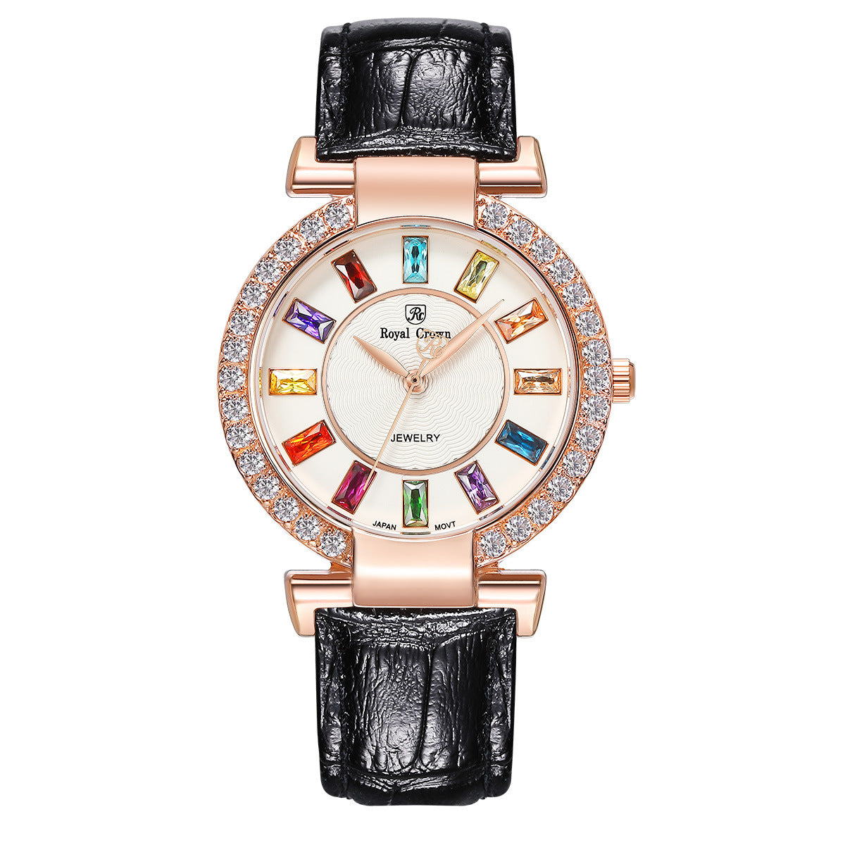 Royal Crown Royakron Watch Casual Belt Color Inlaid Zircon Fashion Women&amp;#039;s Watch