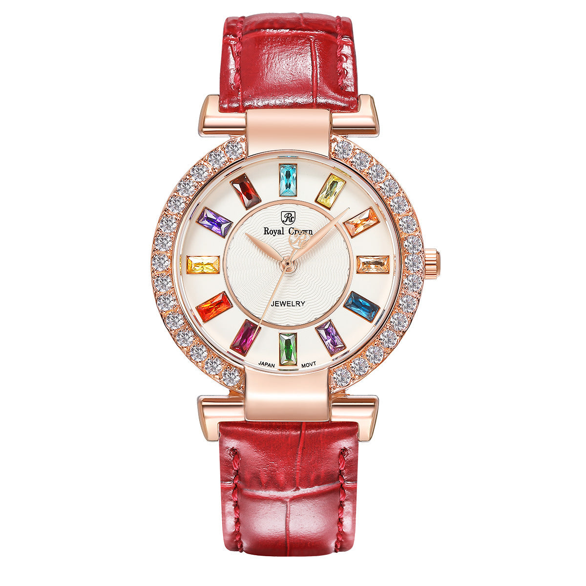 Royal Crown Royakron Watch Casual Belt Color Inlaid Zircon Fashion Women&amp;#039;s Watch